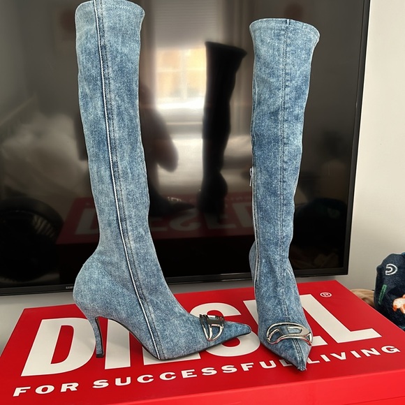 Diesel D-Venus denim tall boots - Picture 3 of 7
